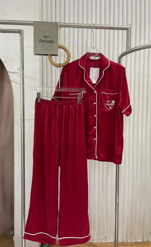 Women Casual Satin Nigh Suits